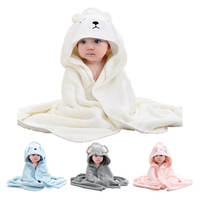 New Cartoon Animal Hooded Bath Wrap Kids Fast Absorbing Microfiber Coral Fleece Baby Towel Solid Color Outdoor Use for Children