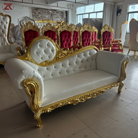 Canapé 3 places ZKAI, prix d'usine, blanc et or royal, pour événements de mariage, chaise trône pour les mariés