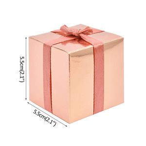 Fournitures de boîte à bonbons en papier personnalisé rose or argent carré bébé douche fête d'anniversaire chocolat emballage <span class=keywords><strong>cadeau</strong></span> boîtes pliantes personnalisées - Product Image 2