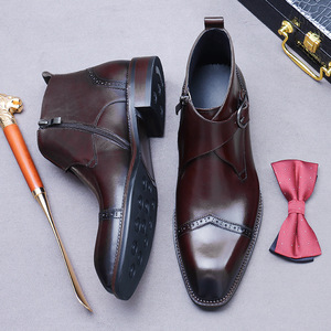 Luxury brand leather Mardin <b>boots</b> with zippers, business trend metal snap fasteners, formal wear, fashionable men's <b>boots</b> - Product Image 5