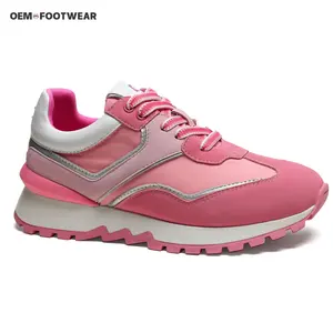 OEM retro-Verlauf rosa dicke sohle silbernefutterung Forrest Gump-Schuhe für Damen Diamanten luxus Leder Freizeitschuhe