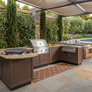 <span class=keywords><strong>Cuisine</strong></span> extérieure ODM SS316 pour cour, résistante à l'humidité, durable et robuste, îlot de <span class=keywords><strong>cuisine</strong></span> de jardin avec mini-réfrigérateur en verre - Product Image 1