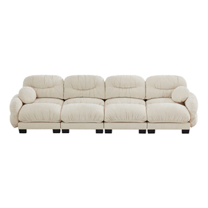 Canapé modulaire 4 places en tissu chenille confortable à design plissé avec assise en mousse ergonomique haute densité pour appartement et hôtel - Product Image 4