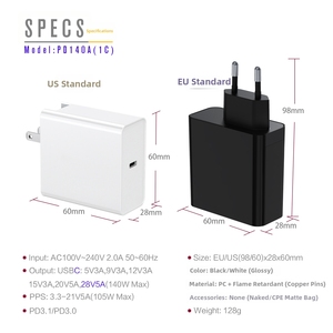 Adaptateur de <span class=keywords><strong>chargeur</strong></span> USB Type C haute vitesse PD 140W 100W 87W 65W 40W 30W GAN, charge rapide PD3.0 pour chargeurs d'ordinateurs portables Macbook - Product Image 3