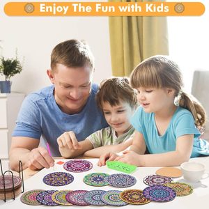 <span class=keywords><strong>Kit</strong></span> de sous-verres en bois 5D personnalisés OEM, motif Mandala, avec support, sous-verres de peinture diamant à marque privée pour l'artisanat - Product Image 2