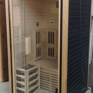 Sauna infrarouge de luxe pour 2 personnes, en bois massif de pruche noir, avec lattes traditionnelles, pour <span class=keywords><strong>spa</strong></span> intérieur à domicile, options de personnalisation pour projets OEM - Product Image 3