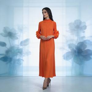 Vestido Abaya de Poliéster Estampado Plisado Elegante de Alta Calidad para Mujeres Musulmanas, Venta al Por Mayor Personalizada - Product Image 2