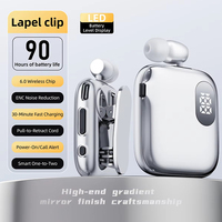 Auriculares Intrauditivos con Clip Lavalier K91, Cable Retráctil, V6.0, Cancelación de Ruido ENC, 90H, IPX4, Resistentes al Agua, Inalámbricos