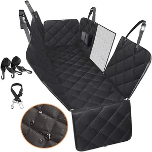 Fundas de asiento trasero de coche de nailon universales personalizadas de fábrica con alfombrillas de nailon impermeables de malla para perros con protección lateral para perros