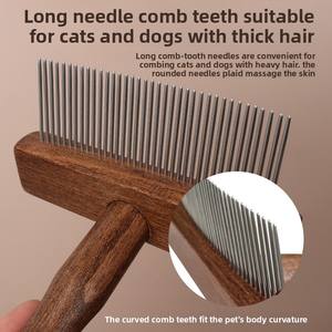 Conveniente peine de madera para mascotas para gatos y <span class=keywords><strong>perros</strong></span> Depilación segura Cepillo DE ASEO Rastrillo de limpieza Suministro esencial para mascotas - Product Image 5
