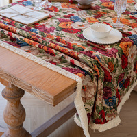 Nappe de table imperméable en coton et lin, motif pastoral américain, effet peinture à l'huile, décoration de table, housses de table basse de luxe léger