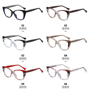 กรอบแว่นตา Cat Eye ป้องกันแสงสีฟ้า TR90 แบบเต็มกรอบ Unisex เลนส์อะคริลิค 87292 ผลิตที่ไถโจว - Product Image 1