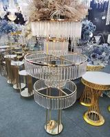 Centro de Mesa para Boda, Soporte de Flores de Hierro Acrílico Dorado Transparente, Centro de Mesa de Lujo para Boda, Juego Elite