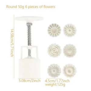 <span class=keywords><strong>Moule</strong></span> à gâteau de lune en forme de fleur, 6 styles, 50g, <span class=keywords><strong>moule</strong></span> à gâteau de lune en fondant à pression manuelle DIY - Product Image 4