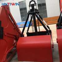 HNTIWIN Grappin hydraulique à quatre cordes en acier inoxydable avec dents de préhension, trous de 3m/5m, capacité de 3m³/5m³, moteur, télécommande sans fil, pour boues et sable