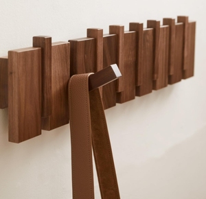 Móc treo tường bằng gỗ hiện đại với 6 móc treo tường nặng để treo áo khoác & quần áo - Product Image 1