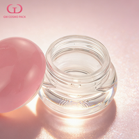 Pot cosmétique rond vide en gros, base transparente en ABS, couvercle rose pour brillant à lèvres, rouge à lèvres, crème à sourcils, crème pour le visage, logo personnalisé OEM