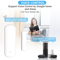 SIXWGH Smart Home Hotel Tuya Zigbee 3.0 Capteur magnétique de porte/fenêtre sans fil en plastique à piles, commande vocale/application Smart Life