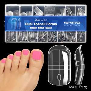 Ongles artificiels en forme de cercueil en <span class=keywords><strong>gel</strong></span> cristal rapide pour la pose d'ongles en forme d'amande de style français, pointes d'ongles en <span class=keywords><strong>gel</strong></span> pour les doigts - Product Image 2