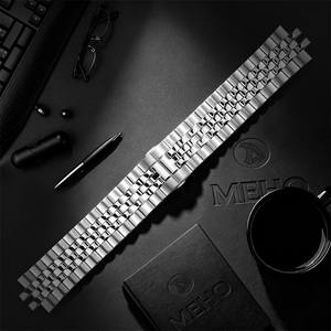 Bracelet de montre en acier inoxydable, bracelet Jubilee, fermoir déployant, 22 mm, bracelet à maillons argentés pour homme - Product Image 1