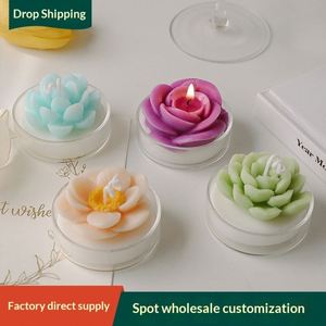 Velas Aromáticas de Suculentas Simuladas Hechas a Mano, Regalos de Cumpleaños al por Mayor, Vaso de Vidrio con Forma de Rosa, Decoración Creativa - Product Image 2