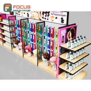 Glass Wig Display Cabinet <b>Lockable</b> Door Multi Shelf <b>Drawer</b> Combination Hair Extension Store Display Cabinet - Product Image 3