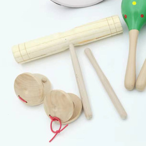 Instrumentos de Percusión Orff de Madera al por Mayor: Sets con Maracas, Castañuelas, Pandereta, Pez de Madera y Sonajero de Mano – Material Didáctico - Product Image 2