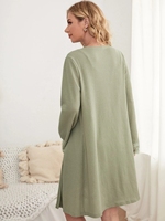 Vêtements de maternité, vêtements de grossesse, vêtements de détente, robe de maternité en tricot gaufré avec bordure en dentelle et robe de détente