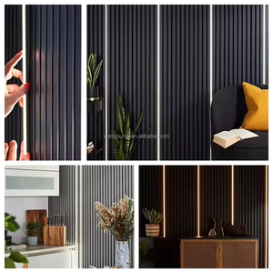 エレガントな室内装飾防音ブラックオークウッドアコースティックスラットパネルモデルデザインと遮音用グラフィックソリューション - Product Image 5