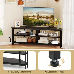 Soporte de <span class=keywords><strong>TV</strong></span> de Esquina Yuepeng Meimu de 65 <span class=keywords><strong>Pulgadas</strong></span>, Centro de Entretenimiento de 3 Niveles, Estación de Carga, Estantes de Almacenamiento, Consola Multimedia Moderna de Madera - Product Image 5