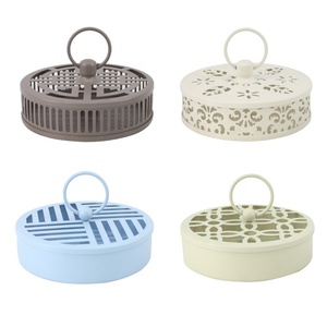 Wholesale Custom Incense Holder Round Portable Iron Coil Incense Burner Box Bronze Metal Mosquito Coil Holder