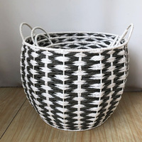 Panier de rangement en rotin de style campagnard, tressé à la main avec poignée, grande capacité pour organiser la chambre, l'hôtel, la salle de bain