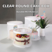 Kotak Kue Bulat Transparan PET Kemasan Hadiah Silinder dengan Jendela untuk Menampilkan Bunga dan Hidangan Penutup