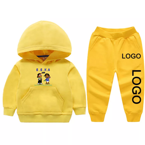 Ensemble de vêtements pour enfants Conyson avec logo personnalisé, sweat-shirts à capuche et pantalons de <span class=keywords><strong>jogging</strong></span> unis, 2 pièces, survêtements personnalisés pour garçons et filles - Product Image 2