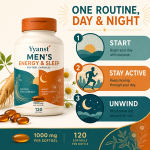 Capsules de bien-être énergétique pour hommes Jour & Nuit 1000mg 120 gélules – Soutien botanique au Ginseng et au Thé Vert pour la fatigue diurne et le repos nocturne - Product Image 4