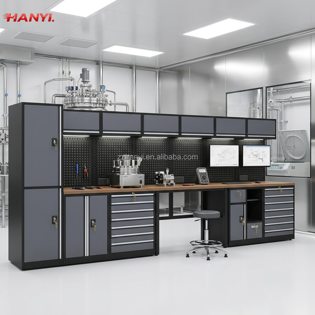Modular Tool Cabinet Workstation for Pharmaceutical Cleanroom & Biopharma Engineering Lab