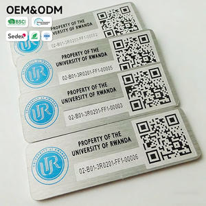 Plaques d'identification personnalisées en aluminium anodisé mat, sans trou, pour équipement industriel, avec code QR ponctuel, imprimées à l'écran - Product Image 4