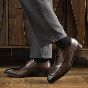 high-end <b>Men</b> Business Formal Work Commuting Wedding <b>Shoes</b> Handmade Durable Genuine Leather Fashion Versatile lace up <b>Men's</b> <b>Shoes</b> - Product Image 1