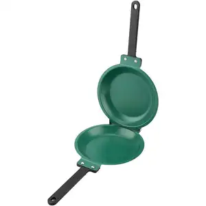 Sartén con revestimiento de cerámica antiadherente para el hogar, sartén de doble cara, fabricante de panqueques verdes, olla para huevos, utensilios de cocina