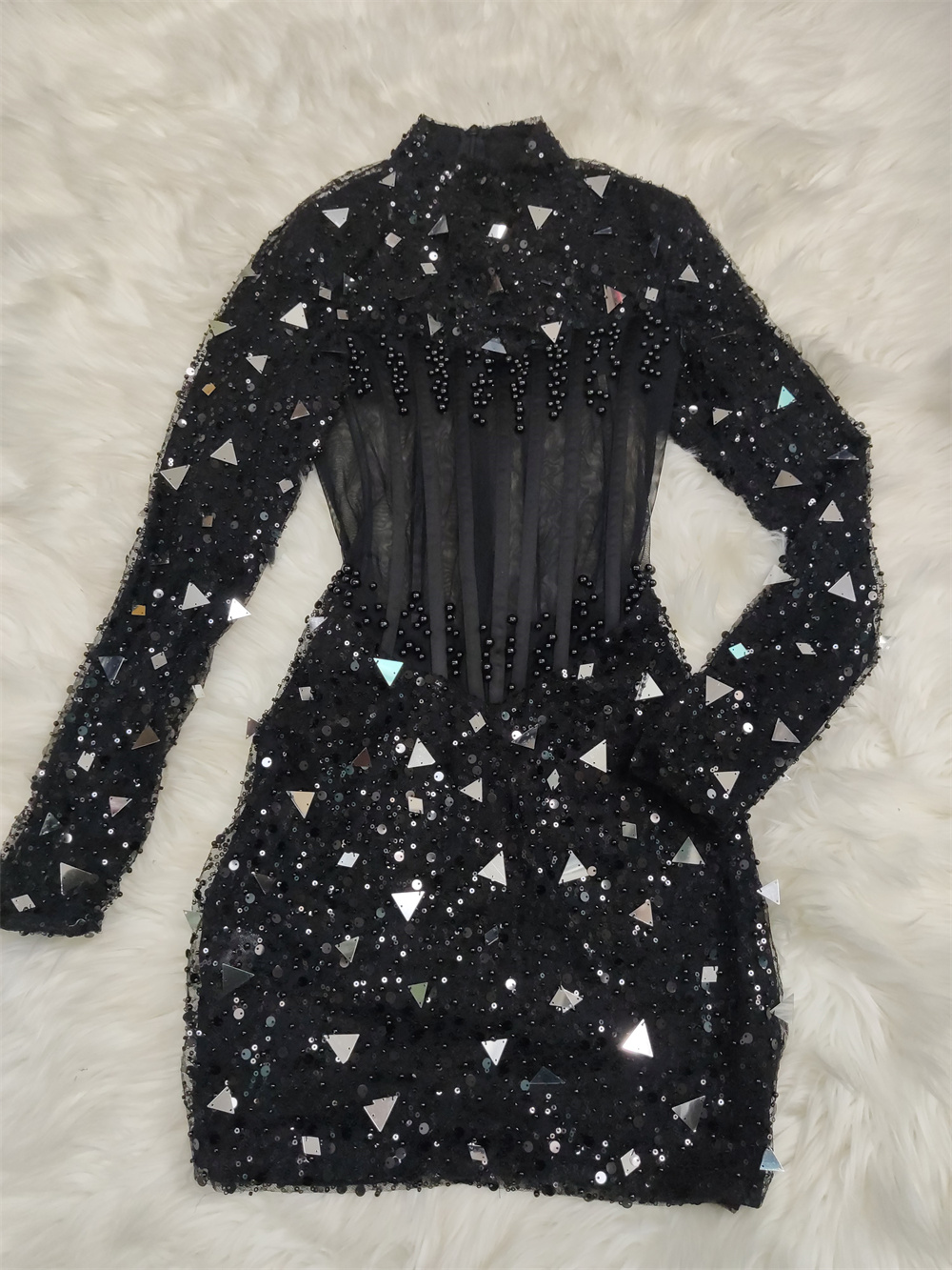 Shop Our New Fashion Sequin Black Birthday Dress with Rhinestones