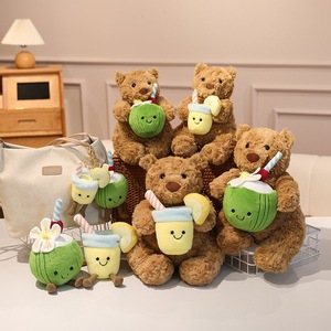 Nuevo Coral <span class=keywords><strong>Barcelona</strong></span> oso de peluche frutas llavero juguete Super suave Coco limón Soda muñeca peluche oso juguetes para regalo - Product Image 2
