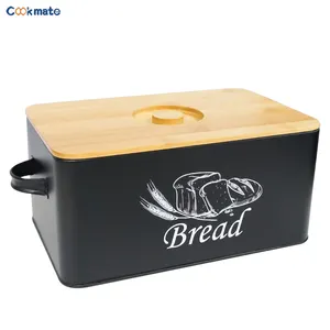 Vintage Farmhouse Extra Large Bread Storage Box Container with Matching Biscuit Tin in White Metal - Bread Boxes For Kitchen