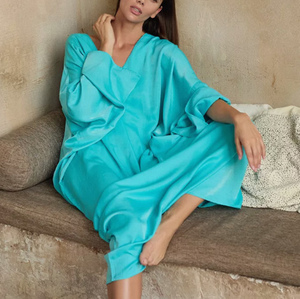 Enyami Women <strong>Kimono</strong> <strong>Robes</strong> Long Knit Bathrobe Lightweight Soft Satin Sleepwear V-neck Casual <strong>Ladies</strong> Loungewear with Waist Belt - Product Image 4