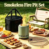 Barbecue portable sans fumée en acier inoxydable pour camping, avec sac de transport et accessoires pour la randonnée