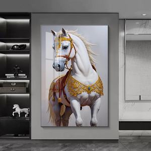 Affiche de décoration intérieure grand format, motif éléphant et cheval, impression sur toile, peinture en porcelaine cristalline, art mural animalier - Product Image 5