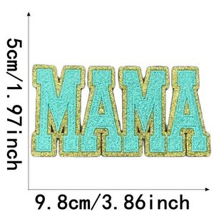 Nouvel arrivage : Patch thermocollant en chenille avec bord pailleté, motif nœud 'Mama', 'Mom', 'Auntie', 'Wifey', taille moyenne, pour la décoration de chapeaux, sacs et vêtements - Product Image 3