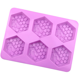 6 Cavity Honeycomb <b>Silicone</b> Cake Mold Hexagon Shape For <b>Baking</b> And Soap Making DIY Home Use Oven Safe - Product Image 3