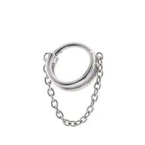 Latest Trendy Hollow Double Rings With Single Chain Nose Hoop Hinged Segment Clicker Ear Piercing Rook Helix Ring Body Jewelry