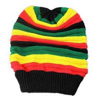 Gorro Unisex Estilo Jamaica Reggae, Gorro Holgado de Punto, Gorro Rasta con Rastas Largas