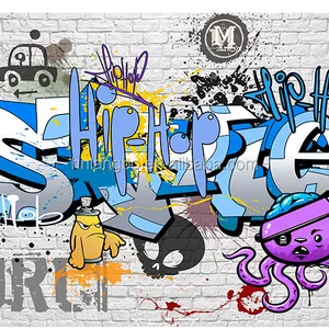 3D custom Street art graffiti wallpaper yoga dance room bar brick wall style wallpaper mural